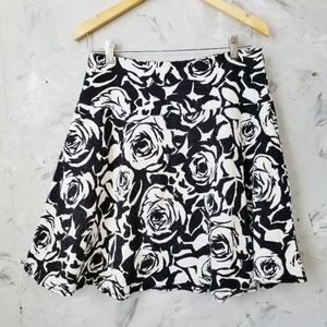 THE LIMITED Black & White Floral Full Skirt